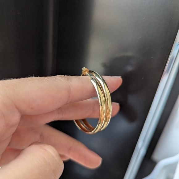 14K Gold Wide Zoe Chicco Hoops - Picture 10 of 12